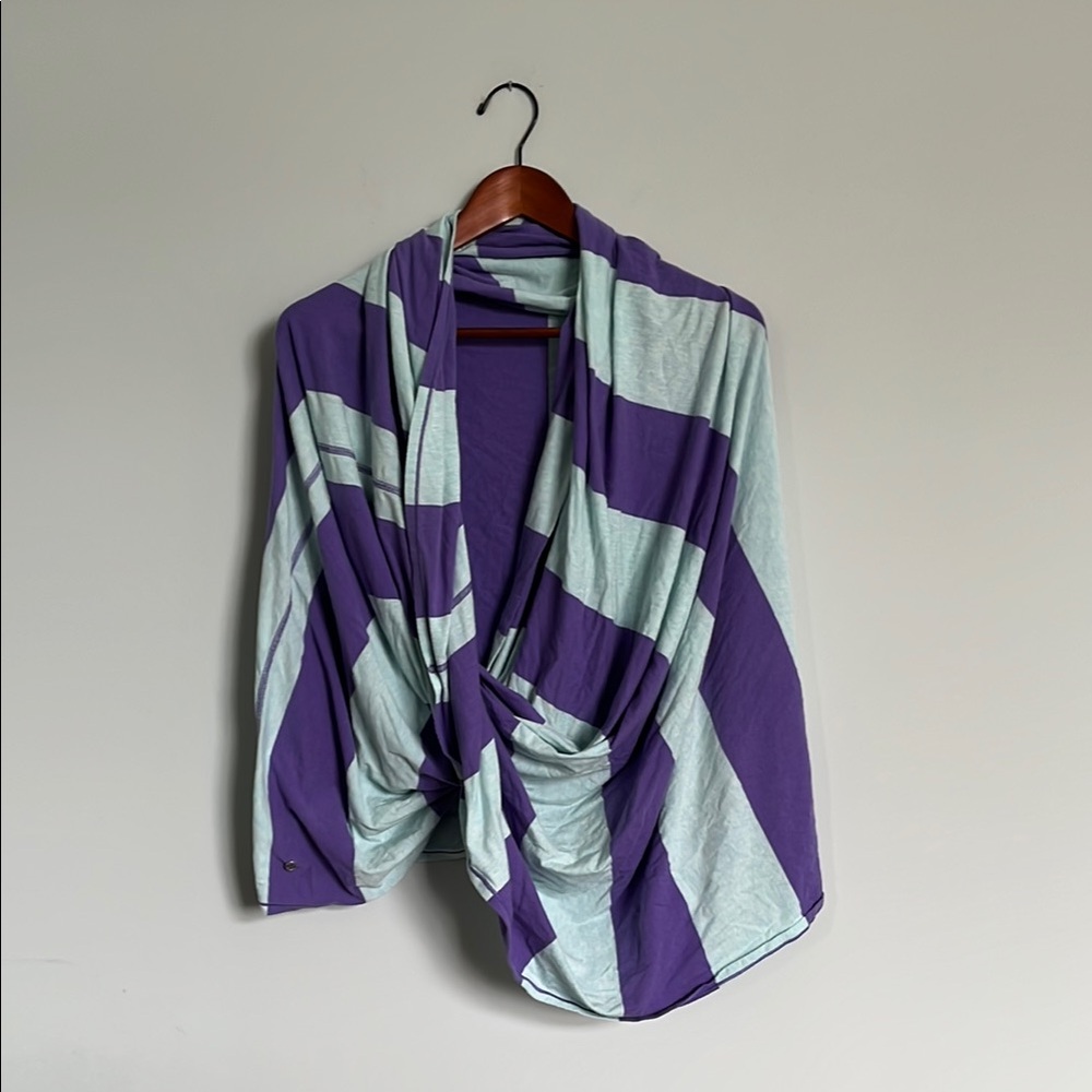 Lululemon Clarity Infinity Scarf Heathered Power Purple Aquamarine Bold Stripe